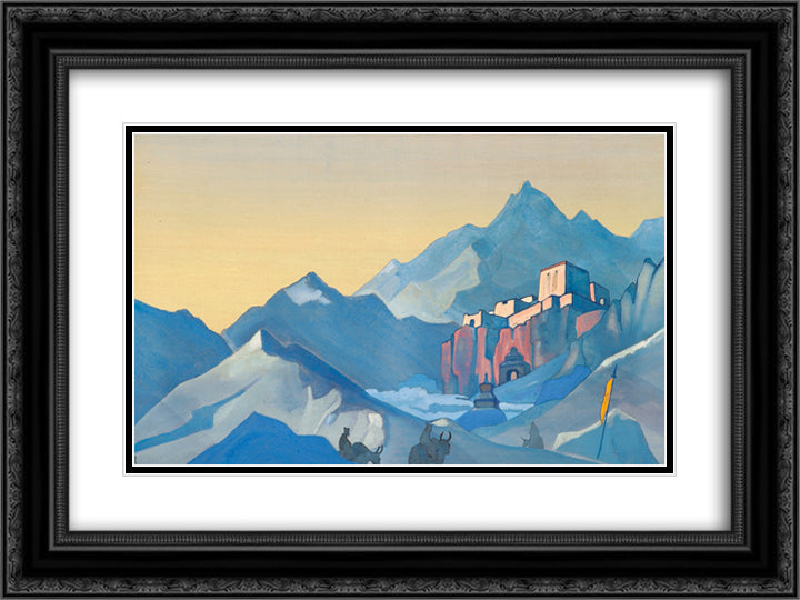 Path to Kailas. Monastery. 24x18 Black Ornate Wood Framed Art Print Poster with Double Matting by Roerich, Nicholas