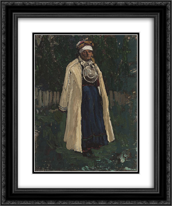 Pechora. A Half-beleiver (A Seto Woman). 20x24 Black Ornate Wood Framed Art Print Poster with Double Matting by Roerich, Nicholas