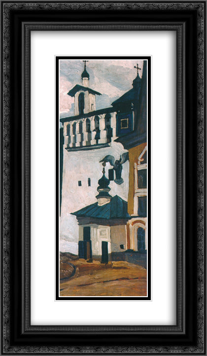 Pechora. A large belfry. 14x24 Black Ornate Wood Framed Art Print Poster with Double Matting by Roerich, Nicholas