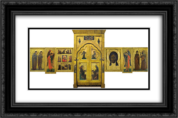 Perm iconostasis 24x16 Black Ornate Wood Framed Art Print Poster with Double Matting by Roerich, Nicholas