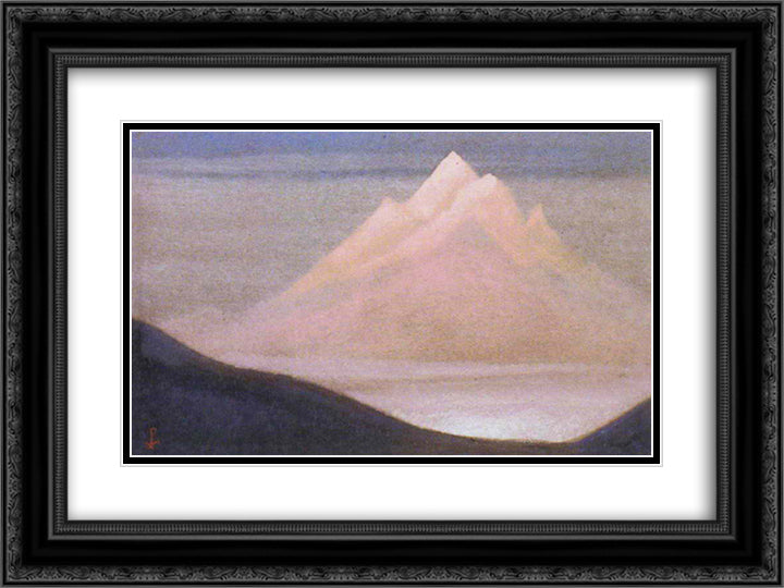 Pink glacier as flower 24x18 Black Ornate Wood Framed Art Print Poster with Double Matting by Roerich, Nicholas