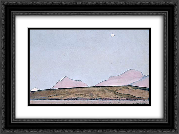 Place of Mahatma's camp. District Kuku-Nor. 24x18 Black Ornate Wood Framed Art Print Poster with Double Matting by Roerich, Nicholas