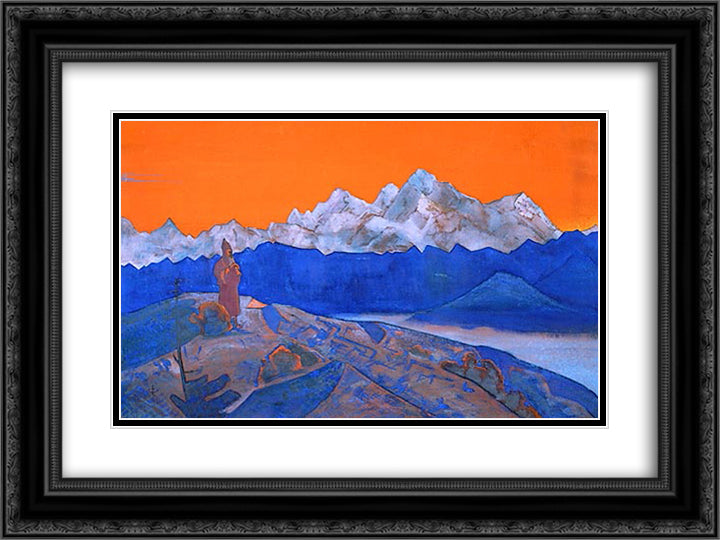 Red Lama 24x18 Black Ornate Wood Framed Art Print Poster with Double Matting by Roerich, Nicholas