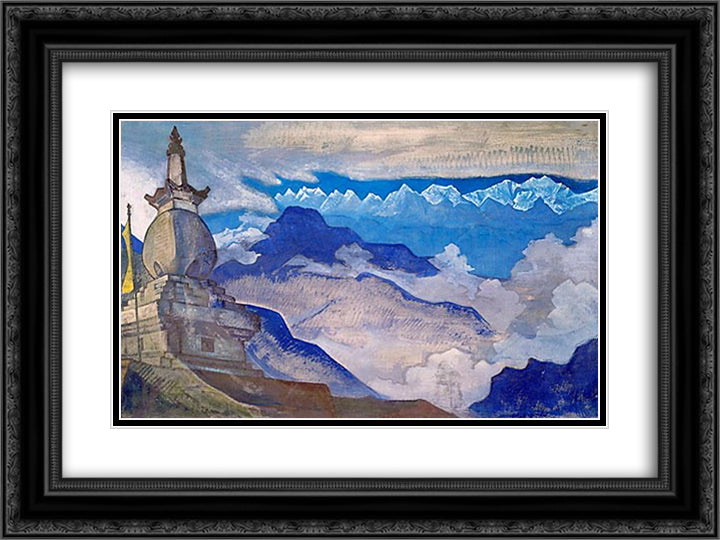Rinchenpong 24x18 Black Ornate Wood Framed Art Print Poster with Double Matting by Roerich, Nicholas