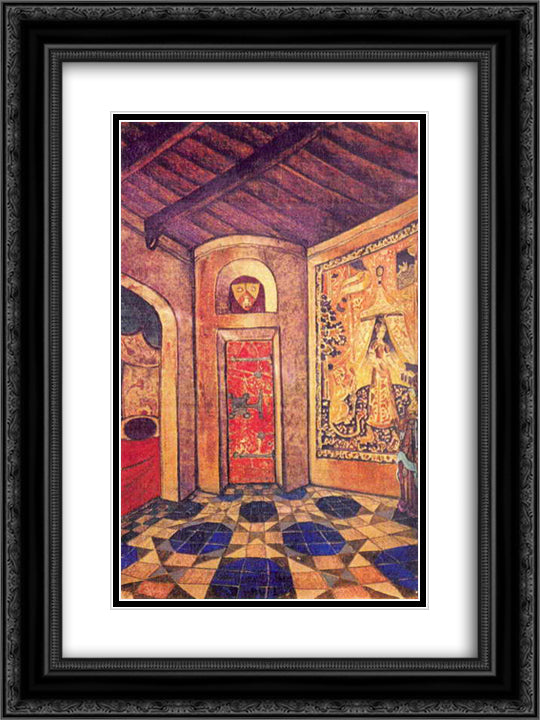 Room of queen Anna 18x24 Black Ornate Wood Framed Art Print Poster with Double Matting by Roerich, Nicholas