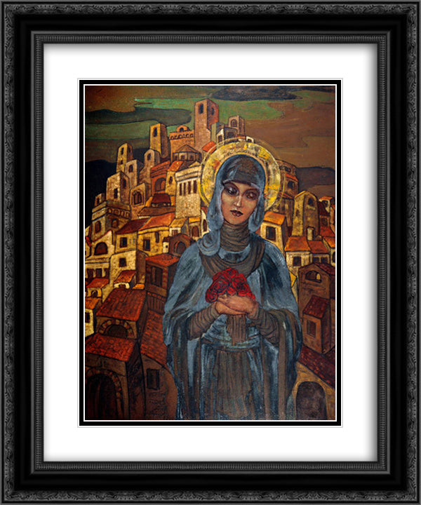 Roses of Heart. Princess Olga. 20x24 Black Ornate Wood Framed Art Print Poster with Double Matting by Roerich, Nicholas