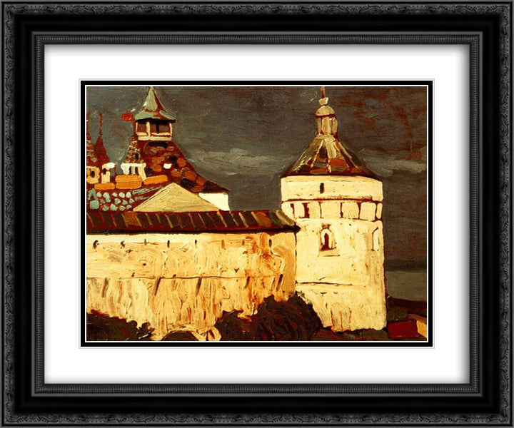 Rostov Veliky. Attics of princely houses. 24x20 Black Ornate Wood Framed Art Print Poster with Double Matting by Roerich, Nicholas