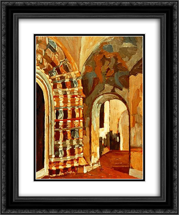 Rostov Veliky. Interior of church. 20x24 Black Ornate Wood Framed Art Print Poster with Double Matting by Roerich, Nicholas