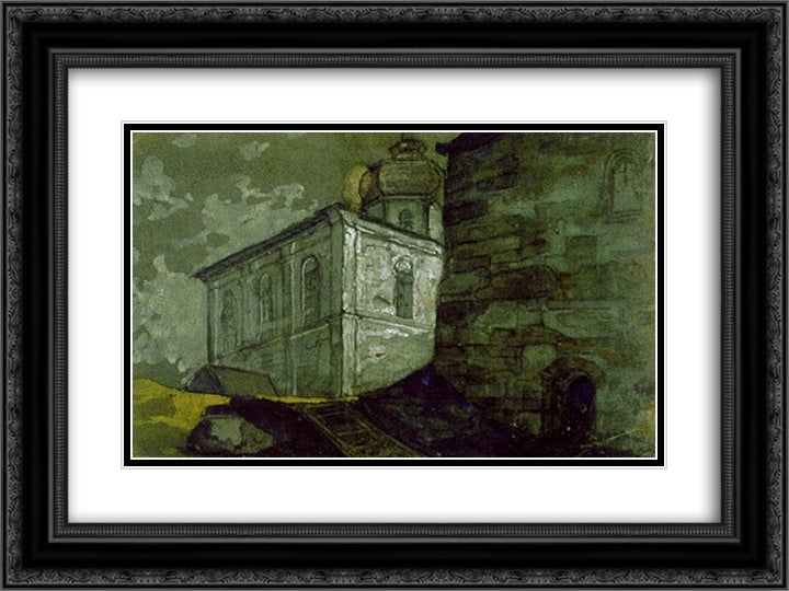 Rostov Veliky. Kremlin. 24x18 Black Ornate Wood Framed Art Print Poster with Double Matting by Roerich, Nicholas