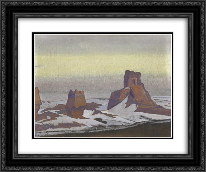 Ruins of a Chinese fort 24x20 Black Ornate Wood Framed Art Print Poster with Double Matting by Roerich, Nicholas