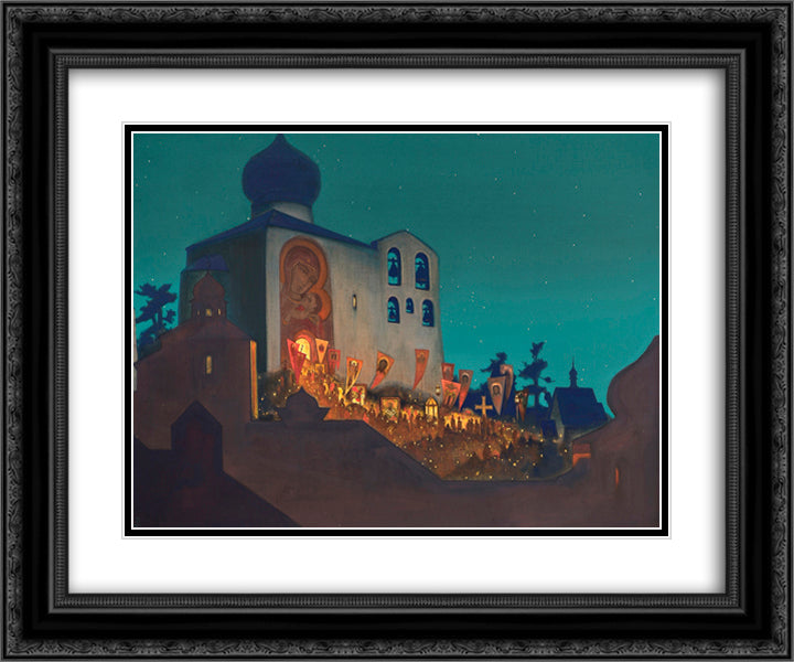 Russian Easter 24x20 Black Ornate Wood Framed Art Print Poster with Double Matting by Roerich, Nicholas