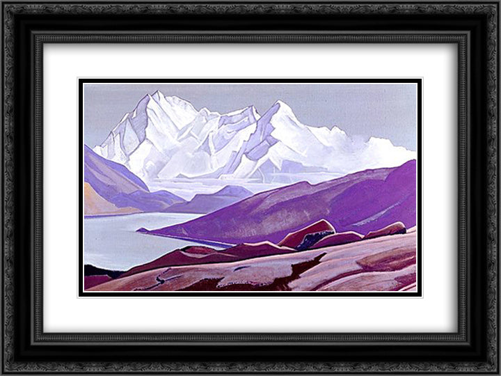 Sacred Himalayas 24x18 Black Ornate Wood Framed Art Print Poster with Double Matting by Roerich, Nicholas