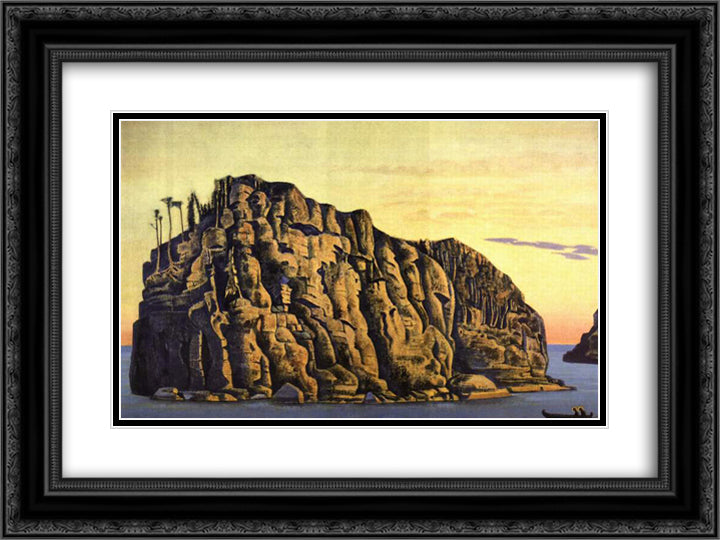 Sacred island 24x18 Black Ornate Wood Framed Art Print Poster with Double Matting by Roerich, Nicholas
