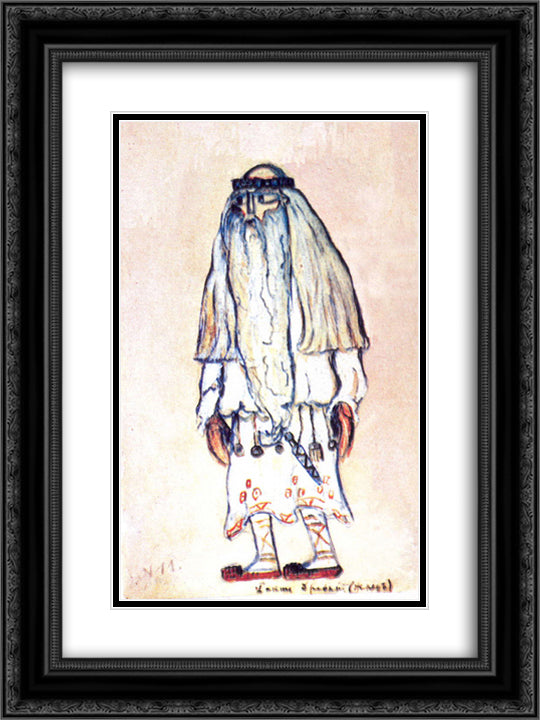 Sacrificer 18x24 Black Ornate Wood Framed Art Print Poster with Double Matting by Roerich, Nicholas