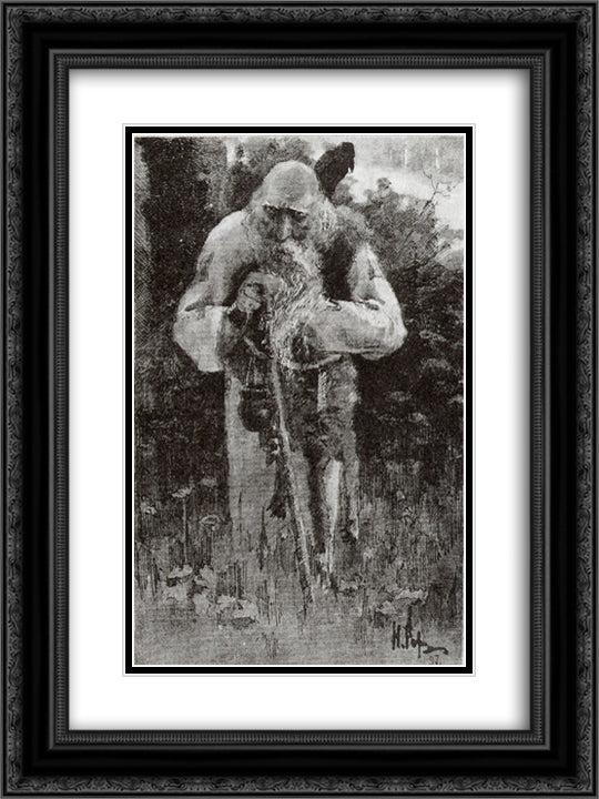 Sage 18x24 Black Ornate Wood Framed Art Print Poster with Double Matting by Roerich, Nicholas