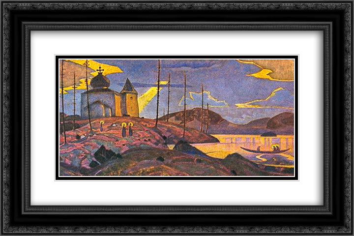 Saint guests 24x16 Black Ornate Wood Framed Art Print Poster with Double Matting by Roerich, Nicholas