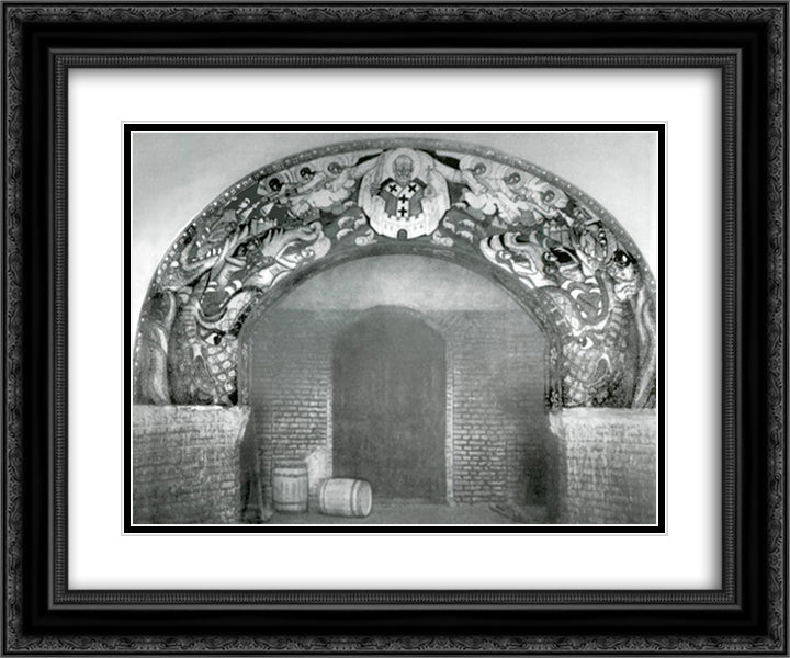 Saint Nicholas 24x20 Black Ornate Wood Framed Art Print Poster with Double Matting by Roerich, Nicholas