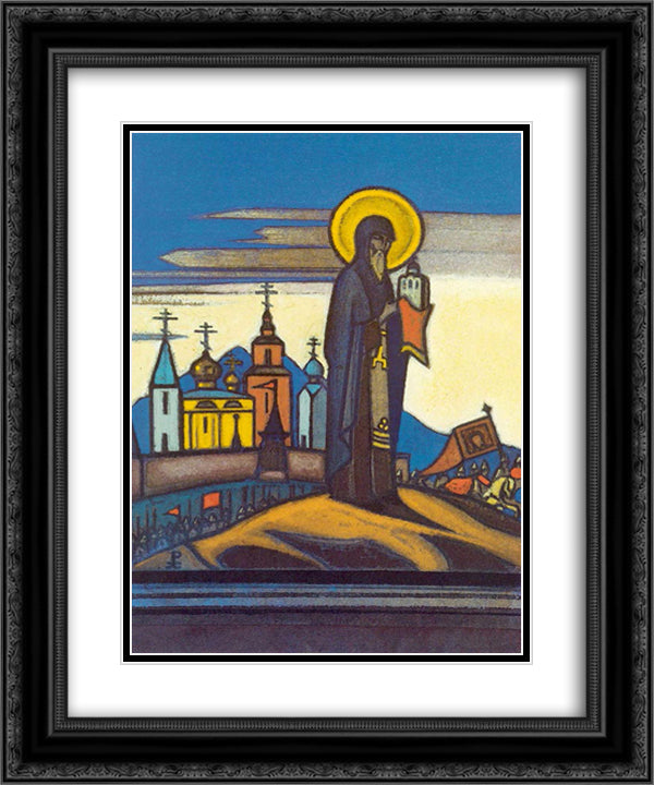 Saint Sergius 20x24 Black Ornate Wood Framed Art Print Poster with Double Matting by Roerich, Nicholas