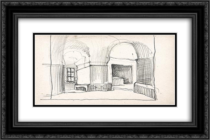 Scenery sketch for Mussorgsky's opera Khovanshchina 24x16 Black Ornate Wood Framed Art Print Poster with Double Matting by Roerich, Nicholas