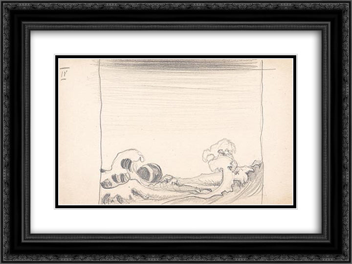 Sea 24x18 Black Ornate Wood Framed Art Print Poster with Double Matting by Roerich, Nicholas