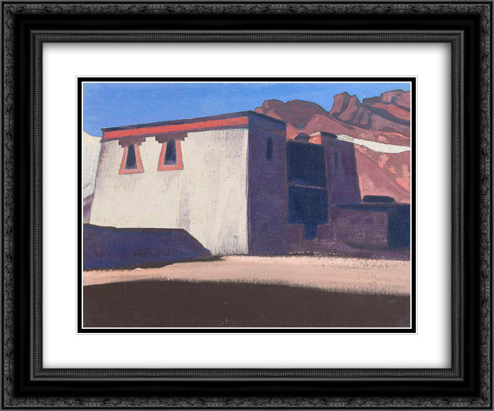 Sharugen Monastery. Tibet. 24x20 Black Ornate Wood Framed Art Print Poster with Double Matting by Roerich, Nicholas