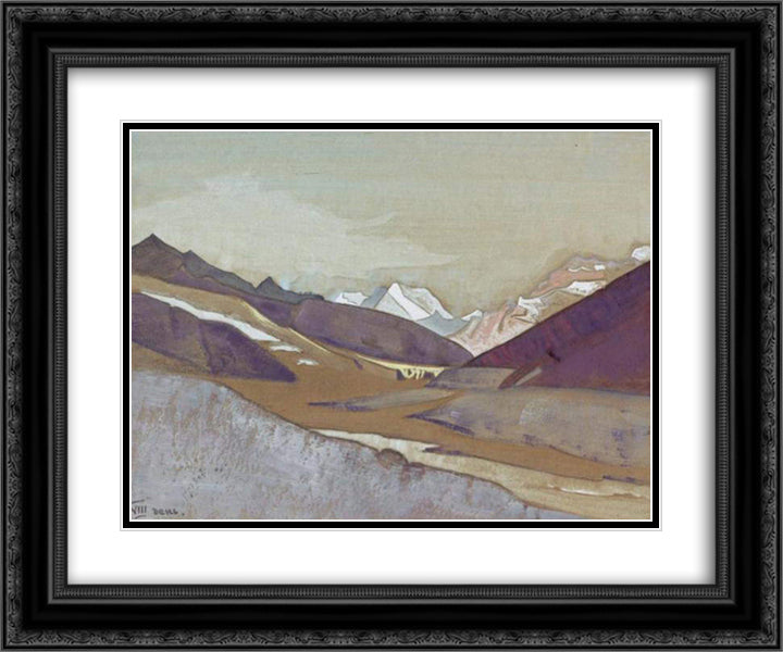 Shayok, the eighth day 24x20 Black Ornate Wood Framed Art Print Poster with Double Matting by Roerich, Nicholas