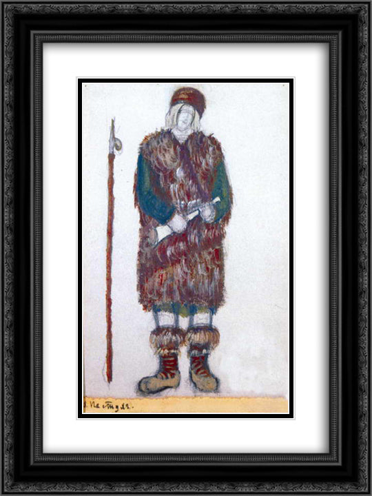 Shepherd 18x24 Black Ornate Wood Framed Art Print Poster with Double Matting by Roerich, Nicholas