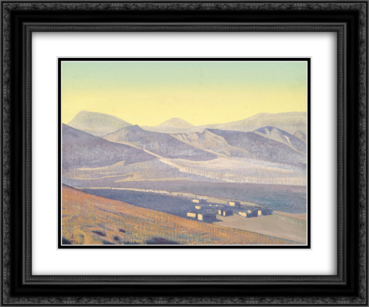 Shrines and strongholds 24x20 Black Ornate Wood Framed Art Print Poster with Double Matting by Roerich, Nicholas