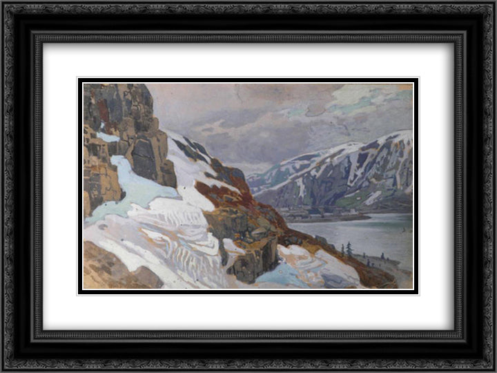 Sketch made by travelling in Italy and Switzerland 24x18 Black Ornate Wood Framed Art Print Poster with Double Matting by Roerich, Nicholas