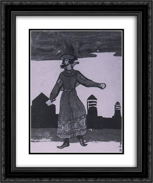 Sketch of costumes for Snow Maiden 20x24 Black Ornate Wood Framed Art Print Poster with Double Matting by Roerich, Nicholas