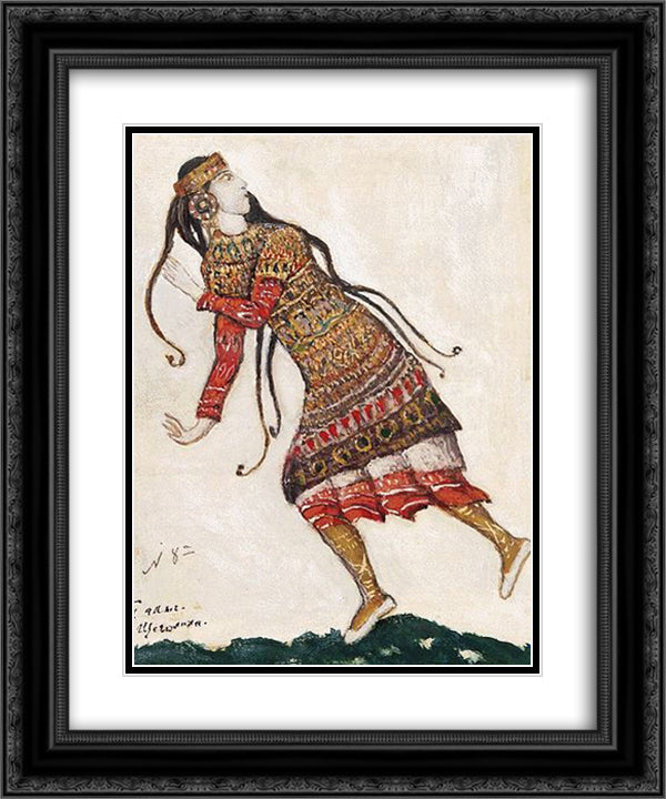 Sketch of costumes for The Rite of Spring 20x24 Black Ornate Wood Framed Art Print Poster with Double Matting by Roerich, Nicholas