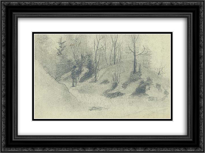 Sketch of countryside 24x18 Black Ornate Wood Framed Art Print Poster with Double Matting by Roerich, Nicholas