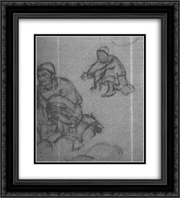 Sketch to Holy fire 20x22 Black Ornate Wood Framed Art Print Poster with Double Matting by Roerich, Nicholas
