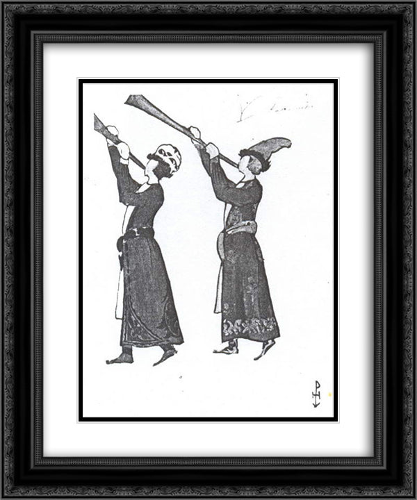 Sketches of costumes for Tale of Tsar Saltan 20x24 Black Ornate Wood Framed Art Print Poster with Double Matting by Roerich, Nicholas