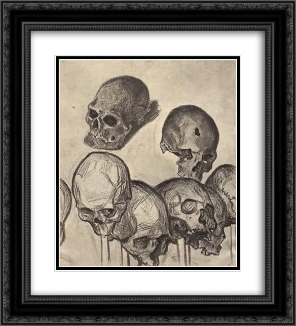 Skulls 20x22 Black Ornate Wood Framed Art Print Poster with Double Matting by Roerich, Nicholas
