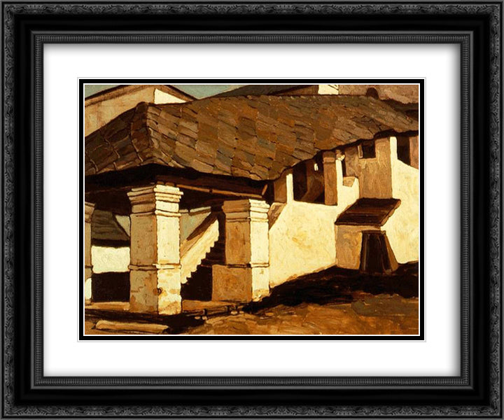 Smolensk. The porch of the convent. 24x20 Black Ornate Wood Framed Art Print Poster with Double Matting by Roerich, Nicholas