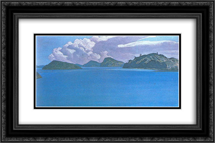 Sortavala islands 24x16 Black Ornate Wood Framed Art Print Poster with Double Matting by Roerich, Nicholas