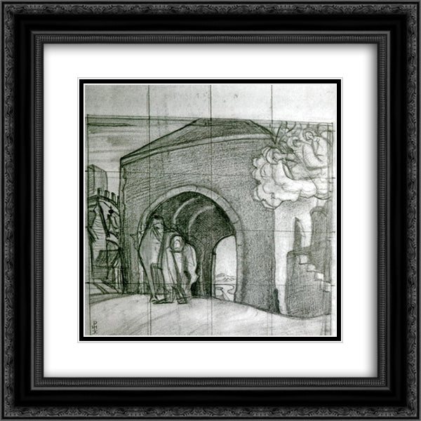 St. Mercurius of Smolensk 20x20 Black Ornate Wood Framed Art Print Poster with Double Matting by Roerich, Nicholas
