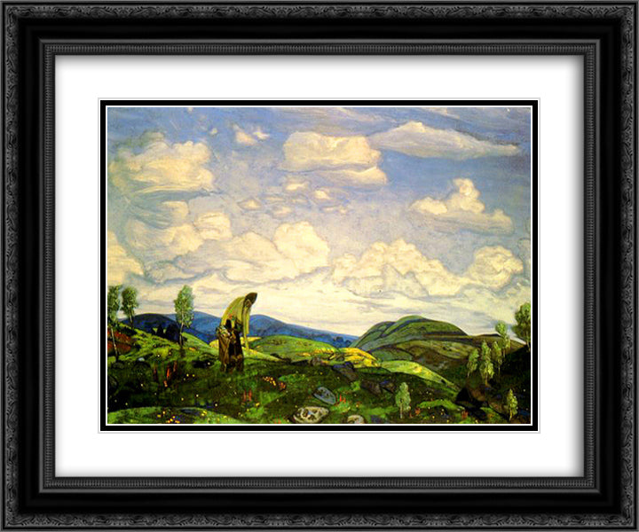 St. Panteleimon the Healer 24x20 Black Ornate Wood Framed Art Print Poster with Double Matting by Roerich, Nicholas
