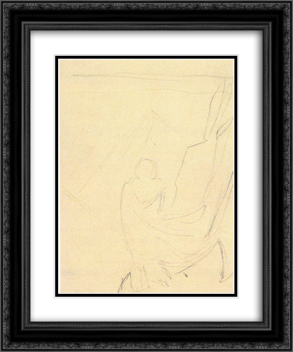 Strolling figure 20x24 Black Ornate Wood Framed Art Print Poster with Double Matting by Roerich, Nicholas
