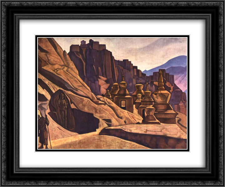 Stronghold of walls 24x20 Black Ornate Wood Framed Art Print Poster with Double Matting by Roerich, Nicholas