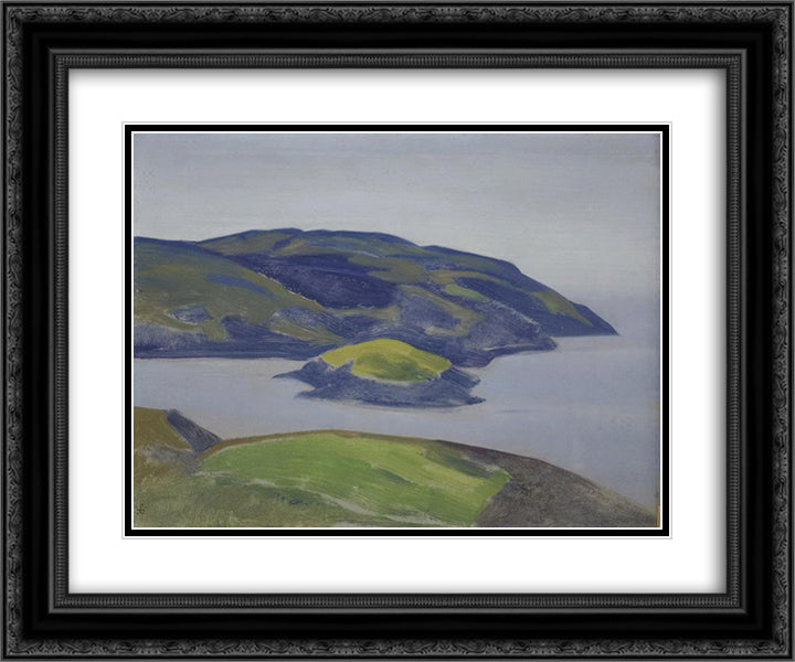 Study of a shore 24x20 Black Ornate Wood Framed Art Print Poster with Double Matting by Roerich, Nicholas