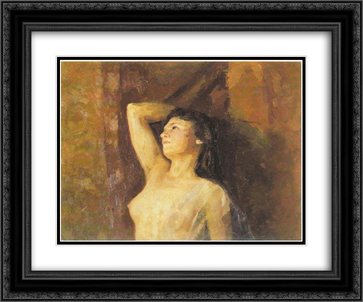Study of female nude 24x20 Black Ornate Wood Framed Art Print Poster with Double Matting by Roerich, Nicholas
