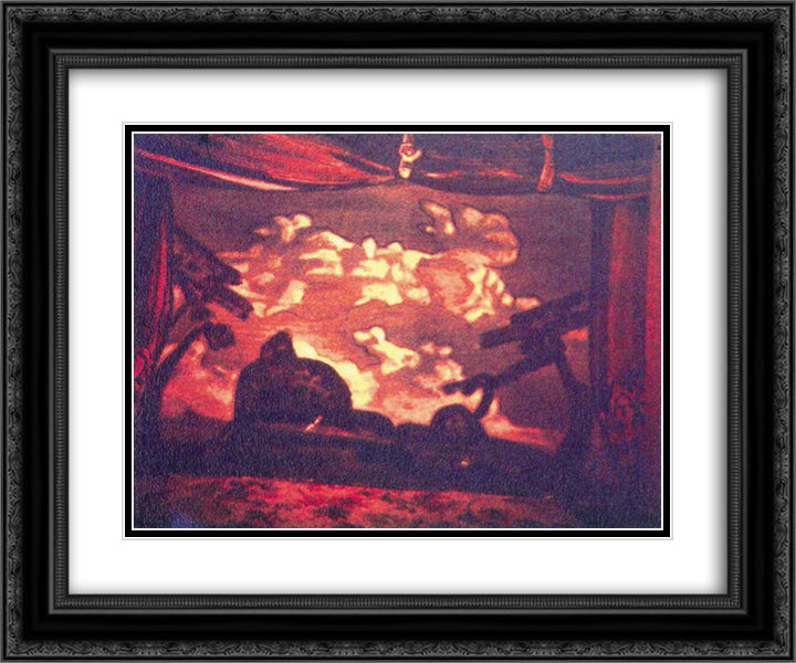 Study of scene design for Night on Bald Mountain 24x20 Black Ornate Wood Framed Art Print Poster with Double Matting by Roerich, Nicholas