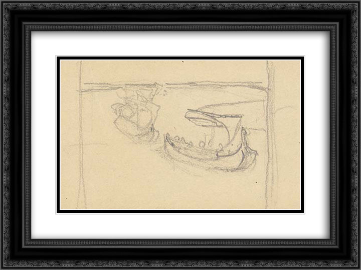 Study to Overseas Guests' 24x18 Black Ornate Wood Framed Art Print Poster with Double Matting by Roerich, Nicholas