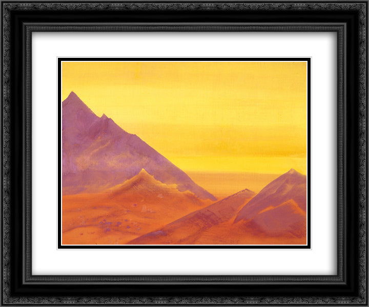 Sunrise (Unfinished) 24x20 Black Ornate Wood Framed Art Print Poster with Double Matting by Roerich, Nicholas