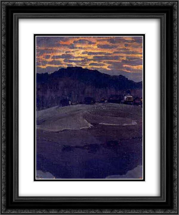 Sunset 20x24 Black Ornate Wood Framed Art Print Poster with Double Matting by Roerich, Nicholas