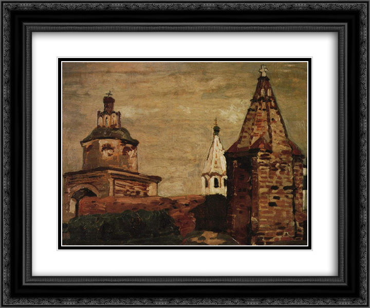 Suzdal. Alexander Nevsky Monastery. 24x20 Black Ornate Wood Framed Art Print Poster with Double Matting by Roerich, Nicholas