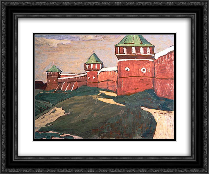 Suzdal. Walls of Saviour-Euthimius Monastery 24x20 Black Ornate Wood Framed Art Print Poster with Double Matting by Roerich, Nicholas