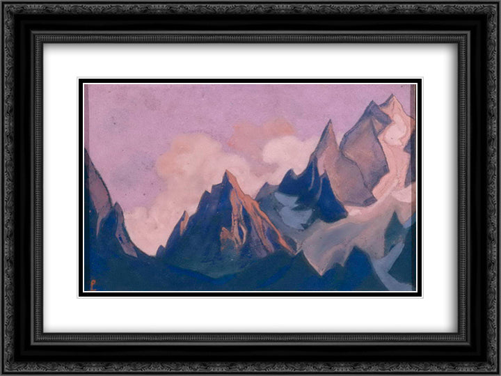 Swirling glow 24x18 Black Ornate Wood Framed Art Print Poster with Double Matting by Roerich, Nicholas
